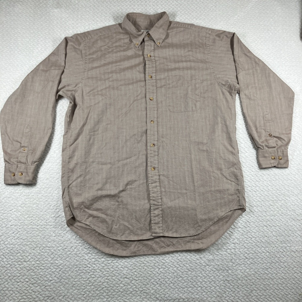 Vtg Brooks Brothers Sport Shirt Mens Large Beige Long Sleeve‎